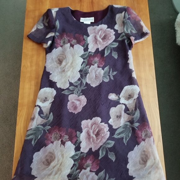 Jessica Howard Women's Floral Print A-Line Dress - Plum - Size 6 - Picture 3 of 6